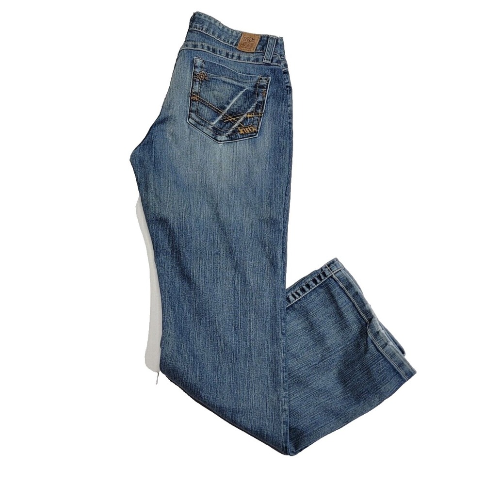 BKE Kate Whiskering Distressed Streetwear Blue Denim Women's 30x31 1/2